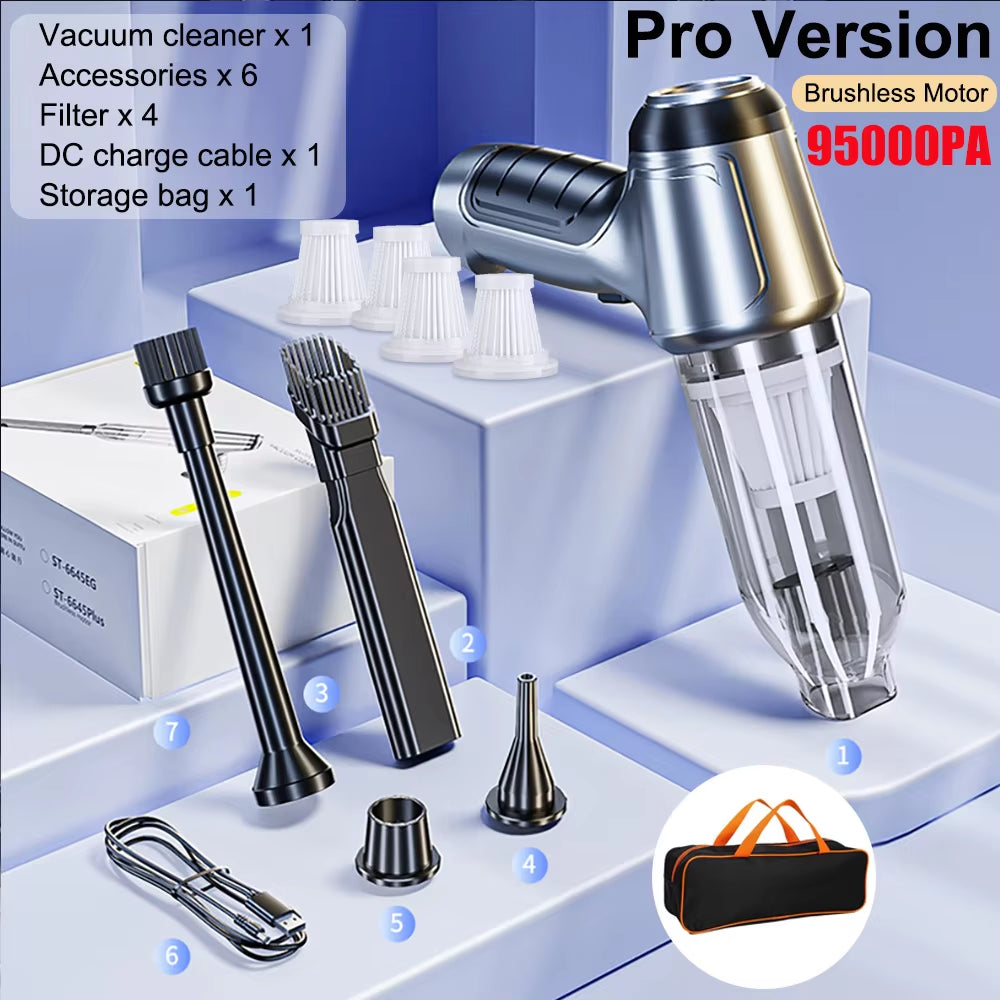 Car Vacuum Cleaner 95000PA Strong Suction Handheld Wireless Vacuum Cleaner for Car Household Portable Vacuum Cleaner Blower